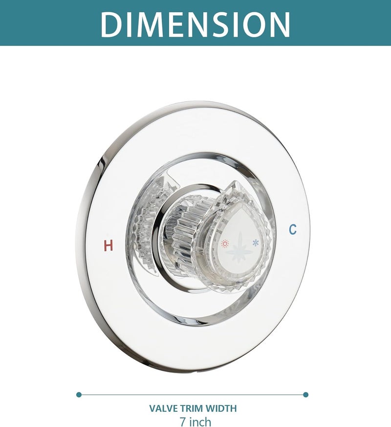 Ultrimkit Shower Faucet Trim Kit Compatible with Moen Fit Chateau Valve Only, Pull-on Push-off Design Knob Handle, Chrome - Image 5